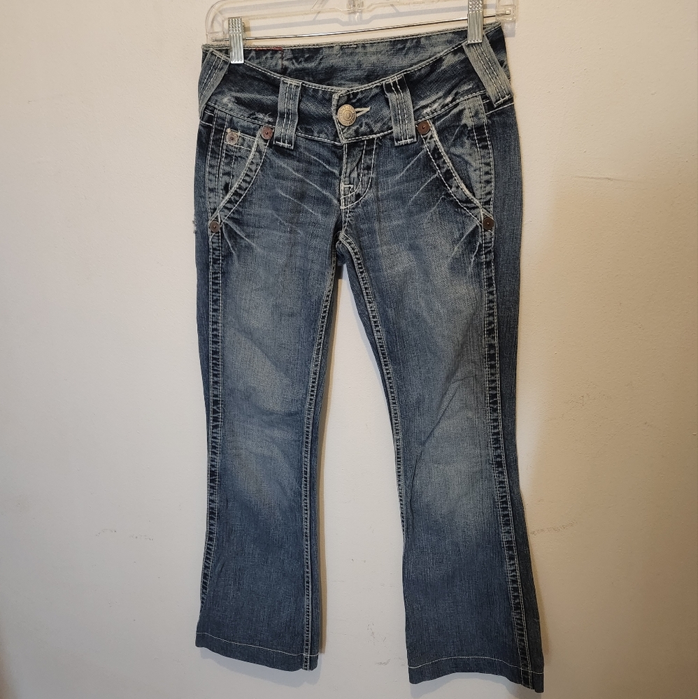 VTG True Religion Sammy Big T Low Rise Boho Flare Jeans 26